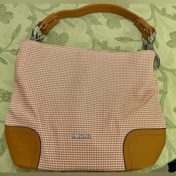 New Angel Barcelo Shoulder Bag Small Neutral Houndstooth Print - Picture 3 of 16
